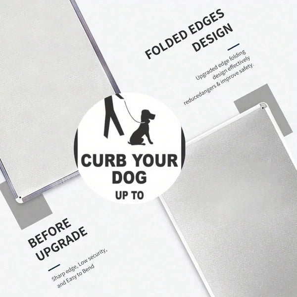 Curb Your Dog Metal Tin Sign, Regulations Caution Plaque, 8x12in