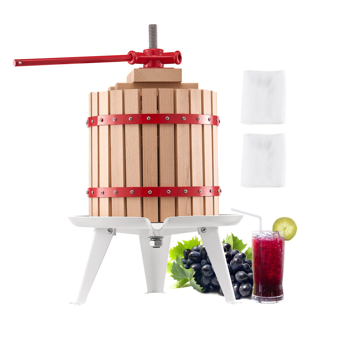 Fruit Wine Press Manual Press For Wine Making 3.2 Gal/12L Wood Basket