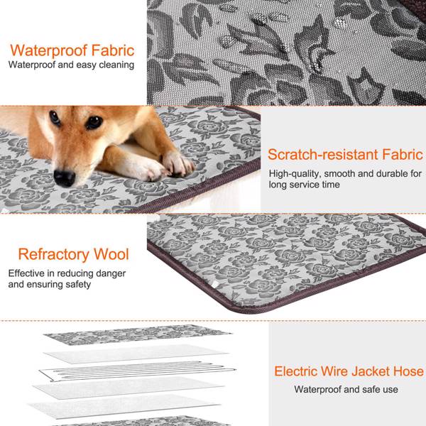 Pet Heating Pad, Waterproof Adjustable Warm Blanket, With Anti Bite