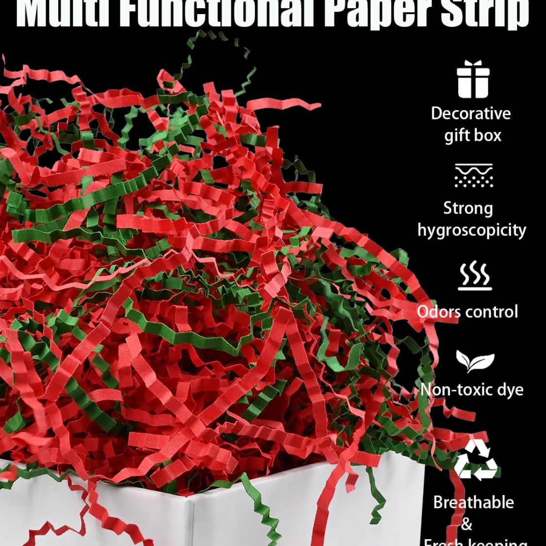 Red & Green Crinkle Cut Paper Shred Filler Packing Grass Cushion