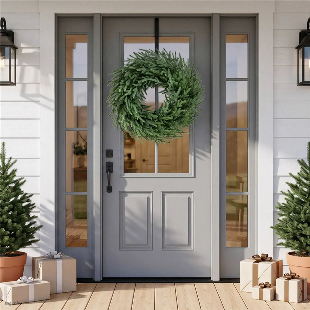 26 Inch Artificial Christmas Wreath Withnaturalvine Base, Green