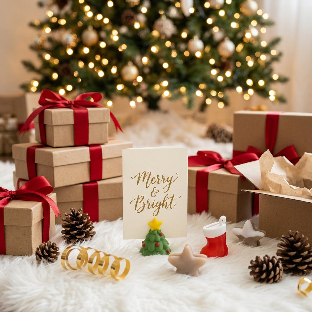 Christmas Photo Holder Set, 3D Printed Holiday Card Stand, Mini