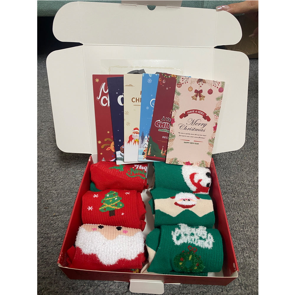6 Pairs Christmas Stockings Gift Set - Soft Plush Xmas Stockings