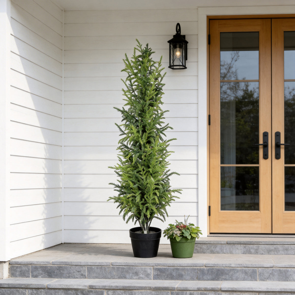 4' Artificial Real Touch Pine Tree In Black Plastic Pot, 1pc/set