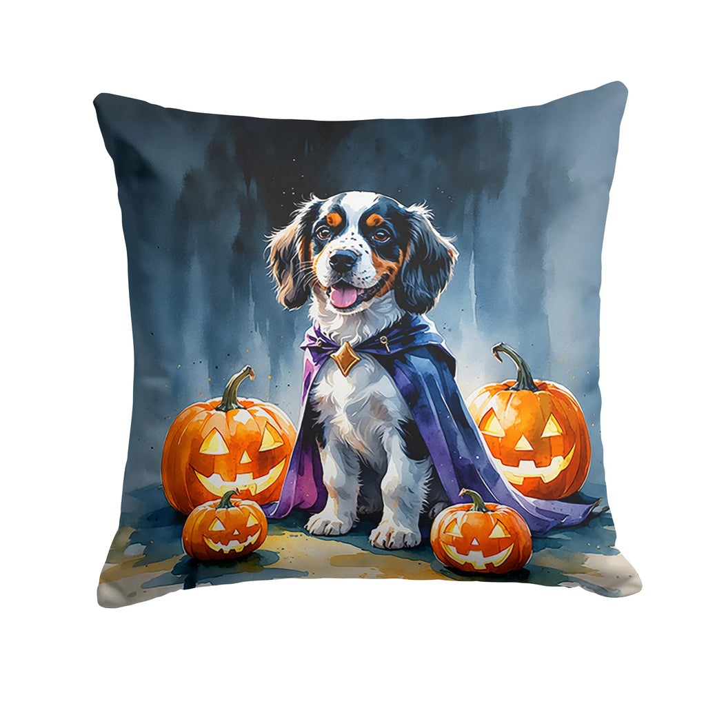 Welsh Springer Spaniel Puppy Halloween Throw Pillow Machine Washable