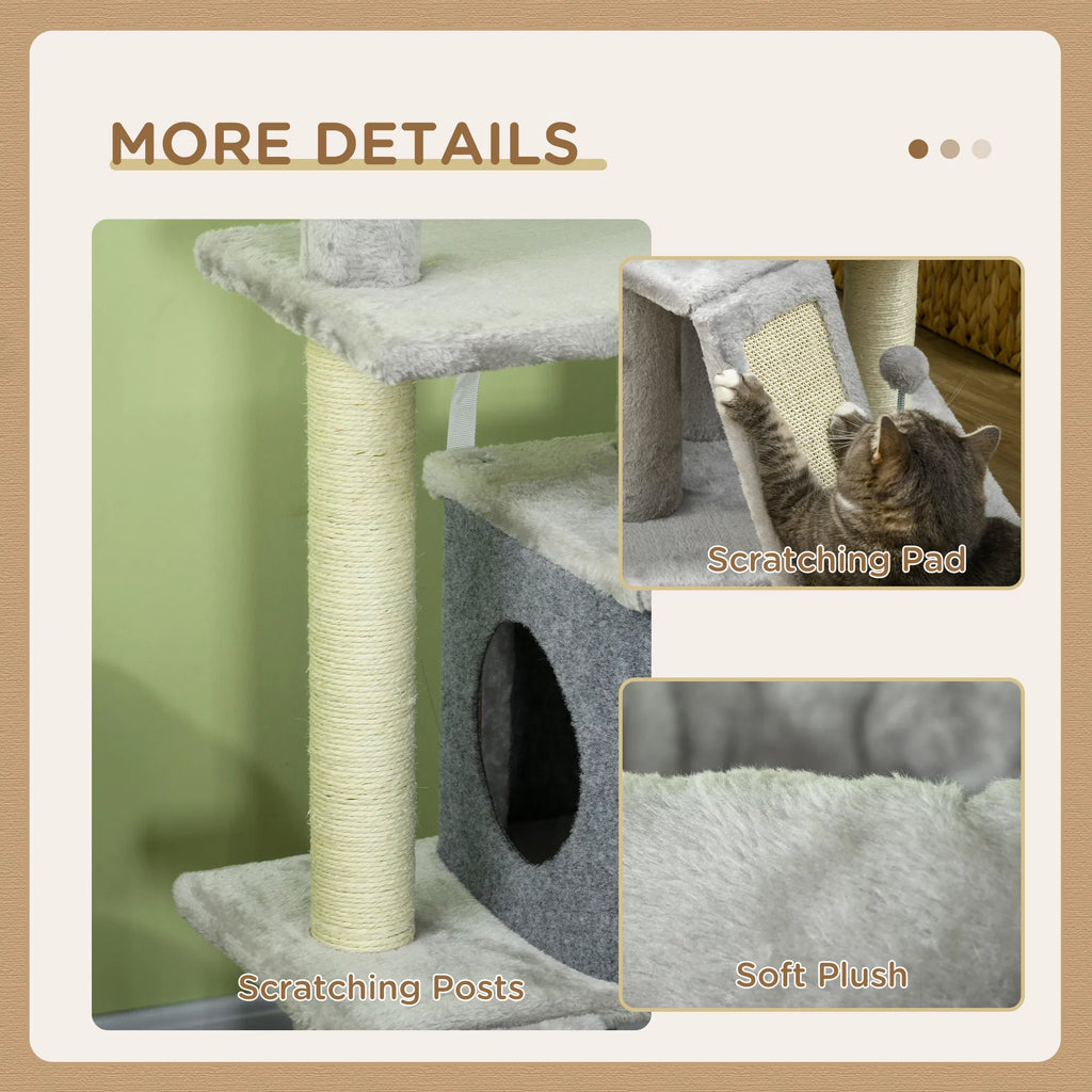 57.5" Cat Tree With Scratching Posts, Large Cat Tower For Indoor Cats