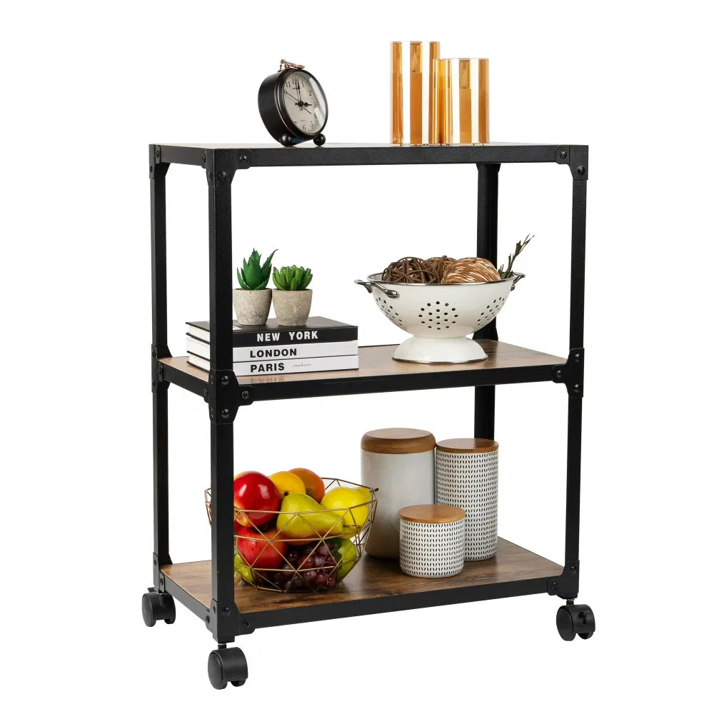 Multipurpose Rolling Cart With 3 Tiers, Mobile Officestorageorganizer