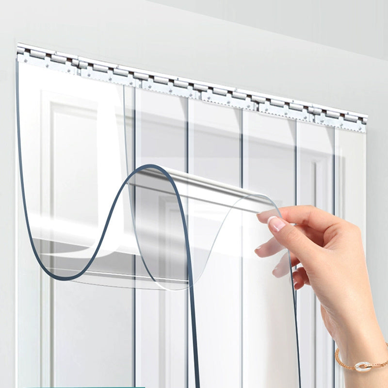PVC Strip Door Curtain 7.87Inch Width 1.5mm Thickness 3Pcs Set Cold Air