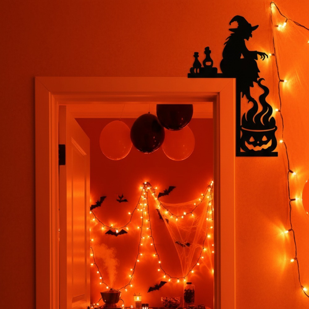 Gothic Cast Iron Cauldron Door Hanger Spooky Halloween Front Door Wall