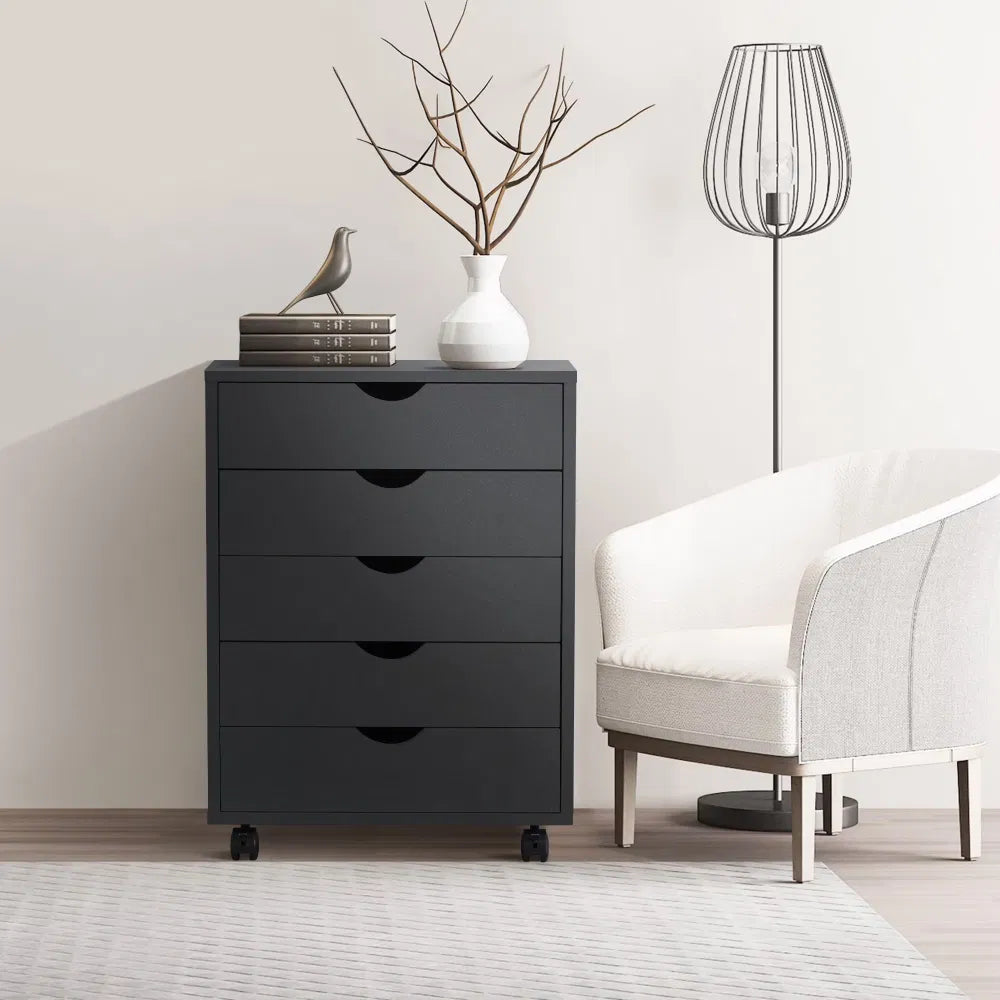 5 Drawerstoragecabinet With Wheels For Bedroom,home, Office