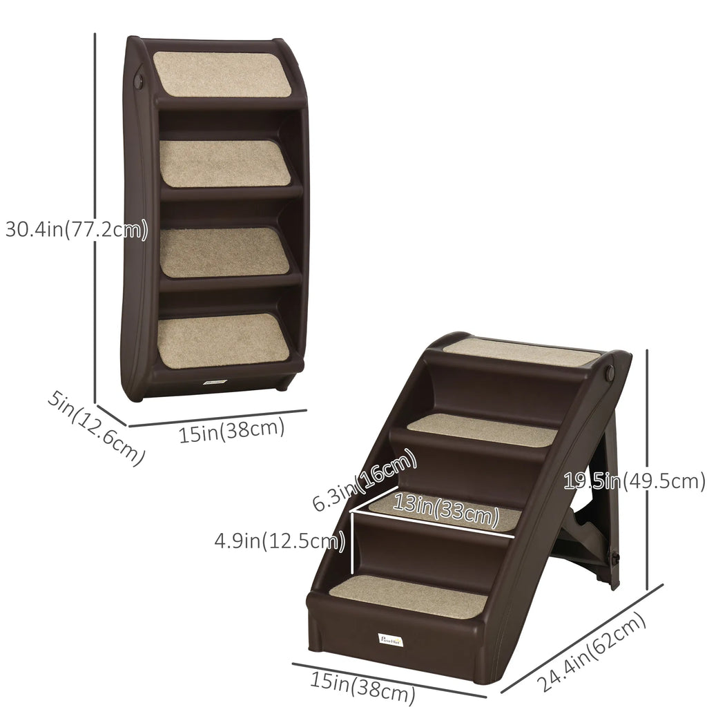 4-Level Portable Pet Stairs, Foldable Dog Ramp, Lightweight Cat Steps
