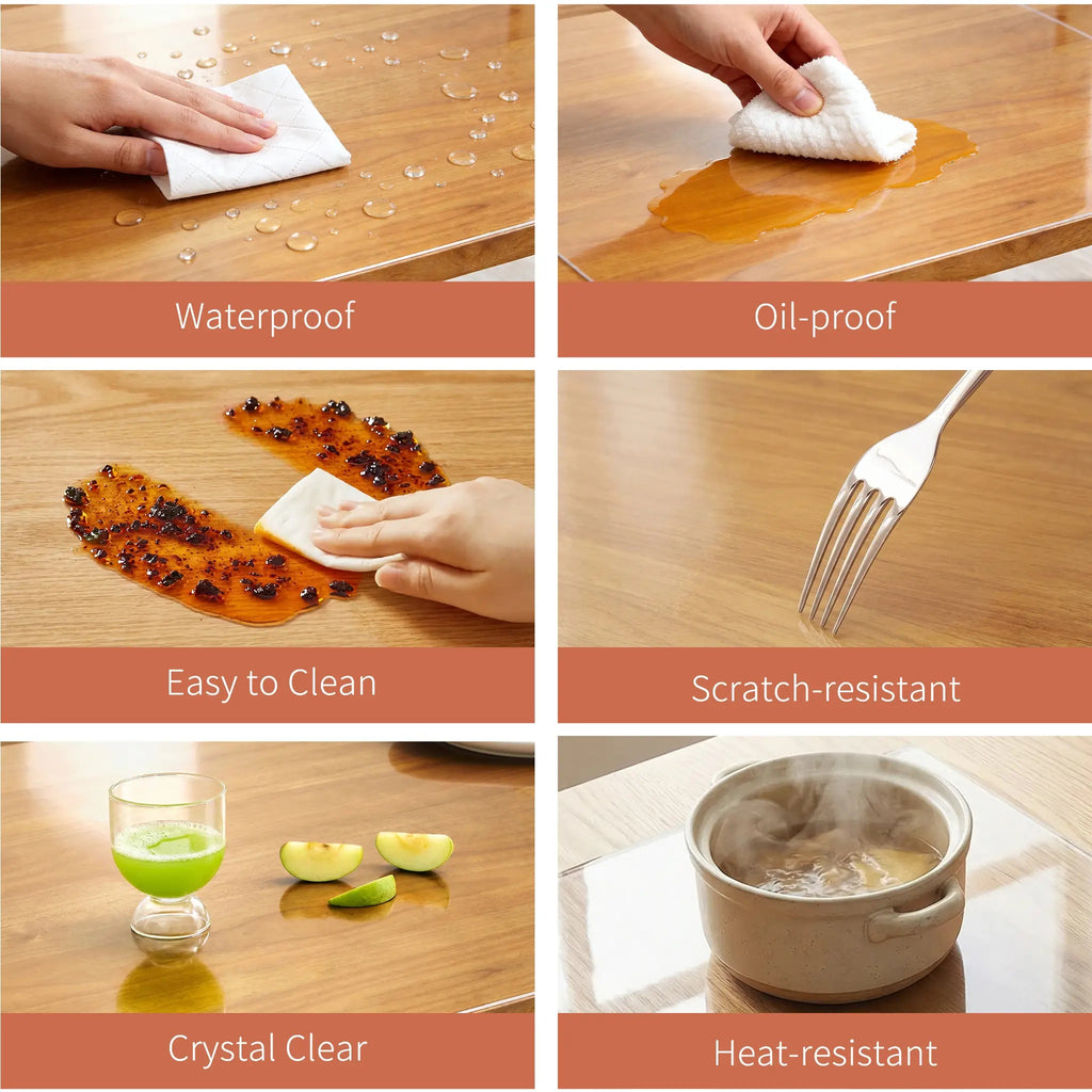 Clear Table Protector Mat -1.5mm Thickness Waterproof Heavy Duty PVC