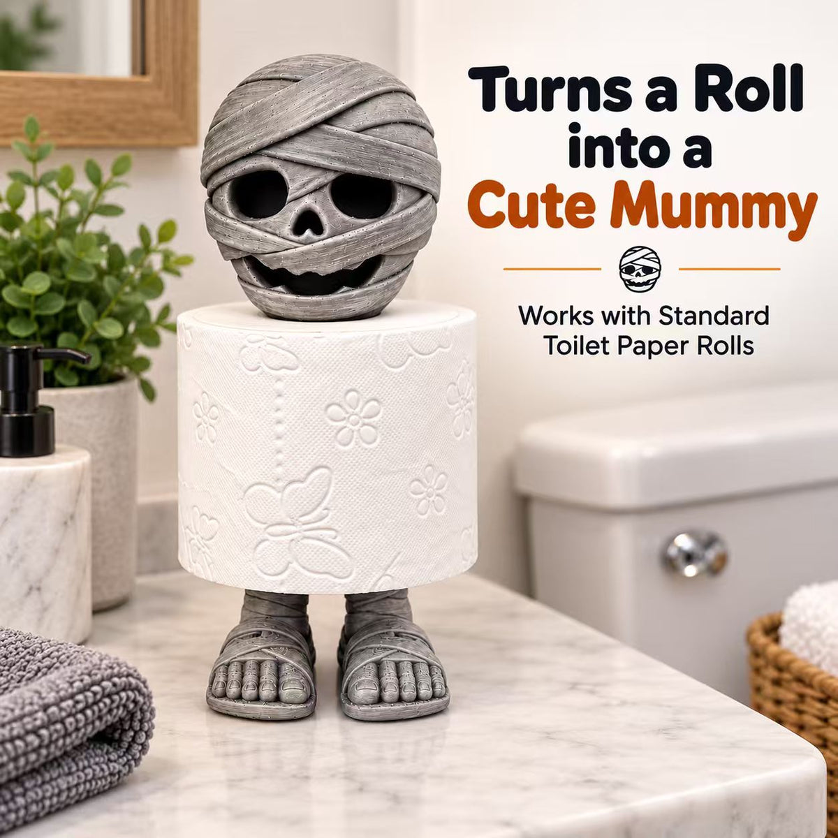 Halloween Mummy Toilet Paper Holder, 3D Printed Cute Mummy Bathroom