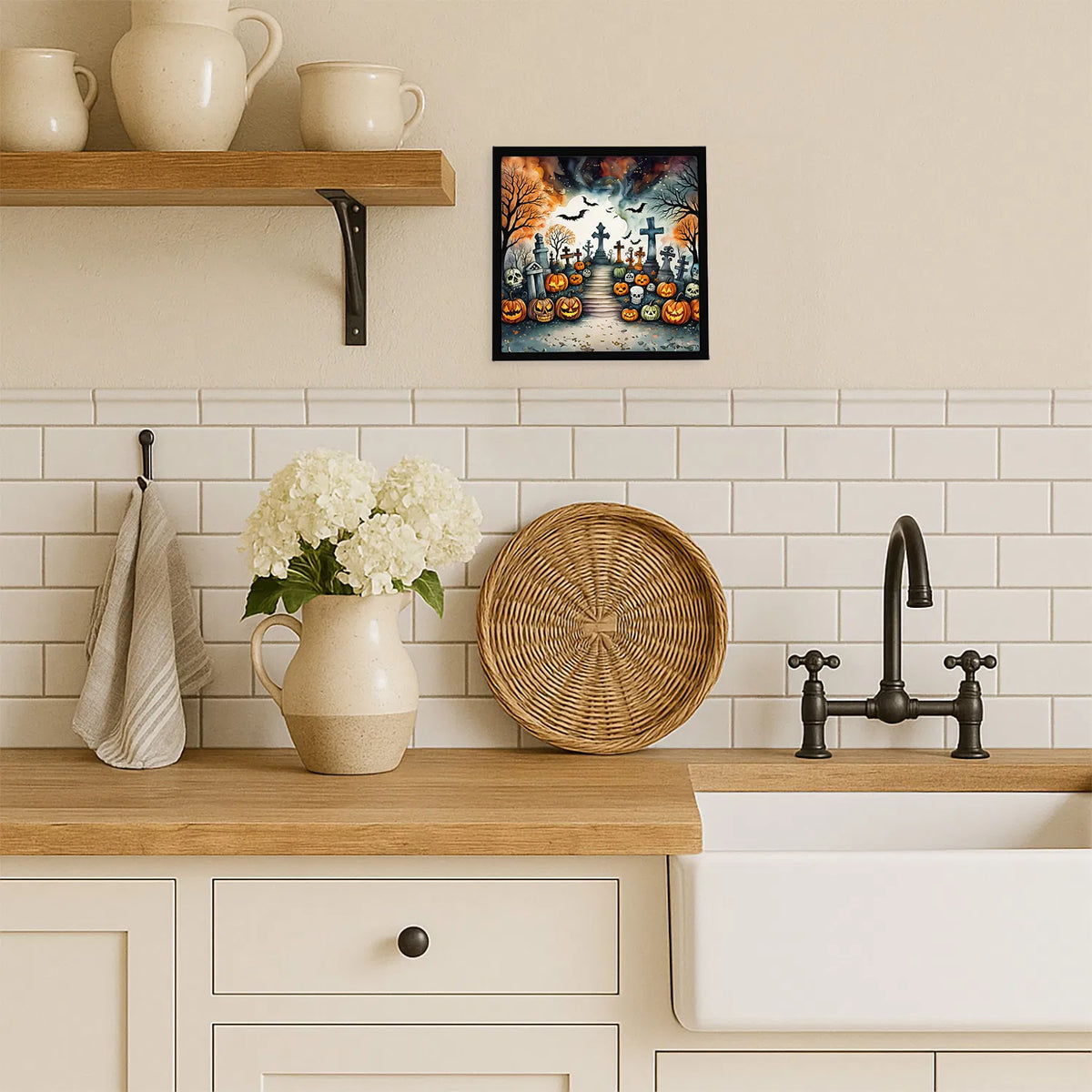 Day Of The Dead Spooky Halloween Framed Metal Print Bathroom, Kitchen
