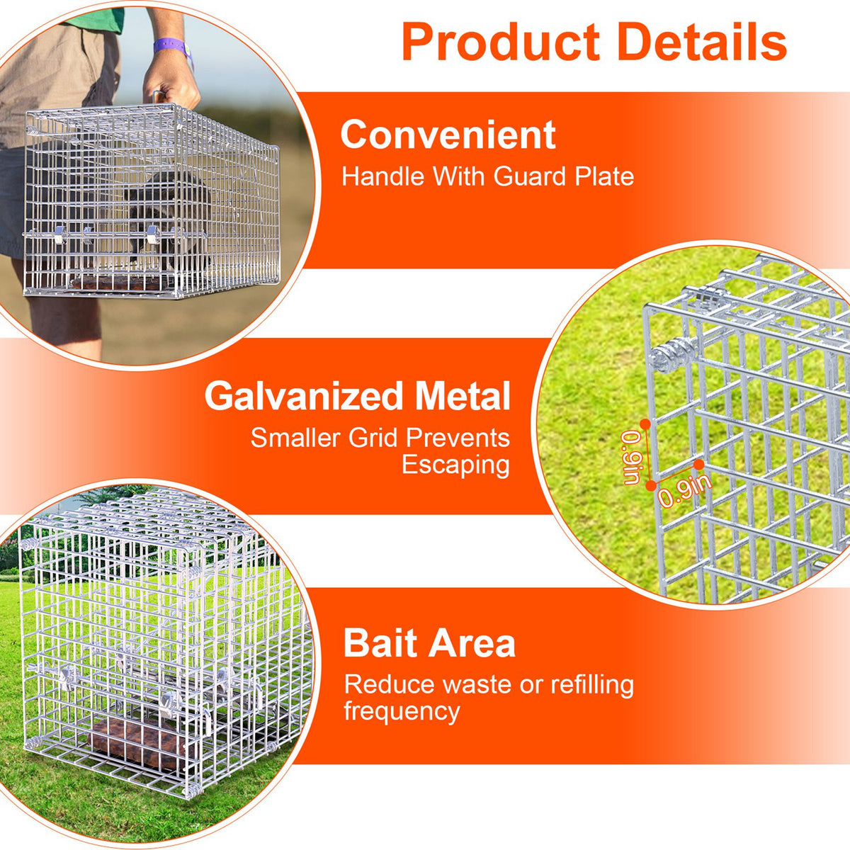 1Pc 25.59Inch Live Humane Animal Trap For Spring Summer Cage Heavy Duty