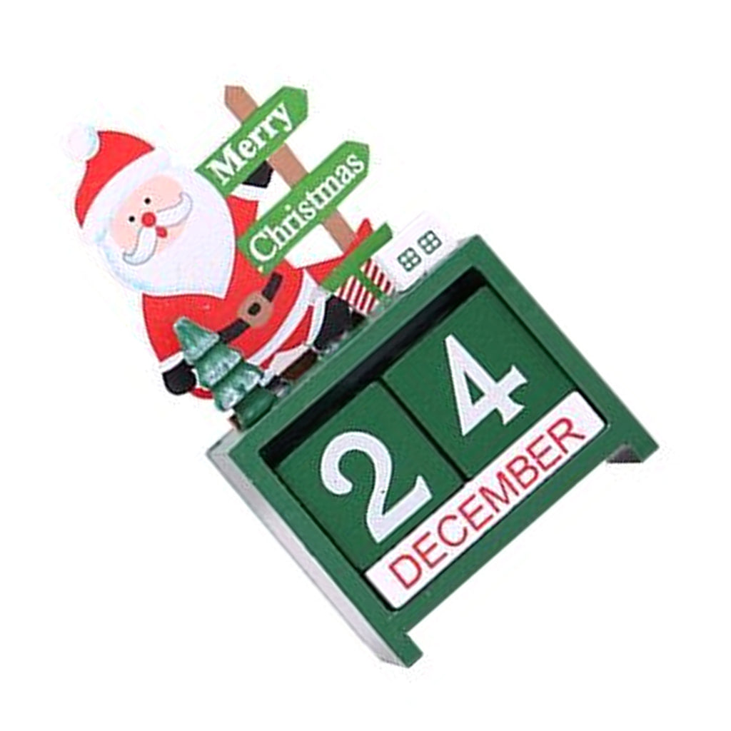 Xmas Desk Calendar Desktop Decoration Tabletop Number Date Wooden
