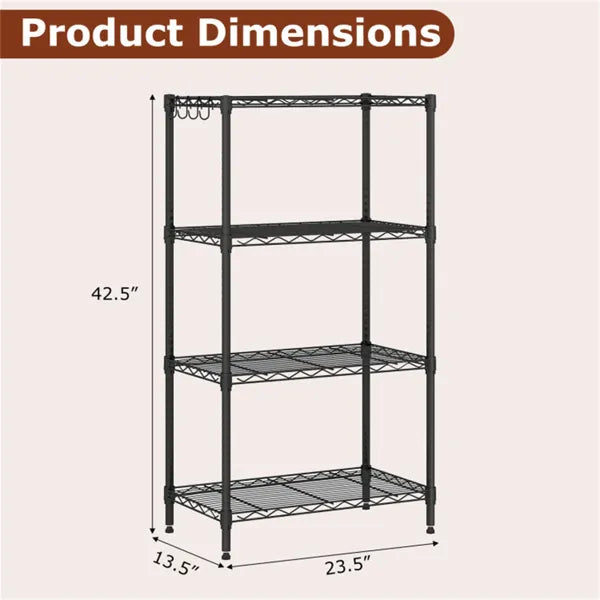 4-Tier Heavy-duty Metal Wire Shelving, 600 Lbs Total Load Capacity