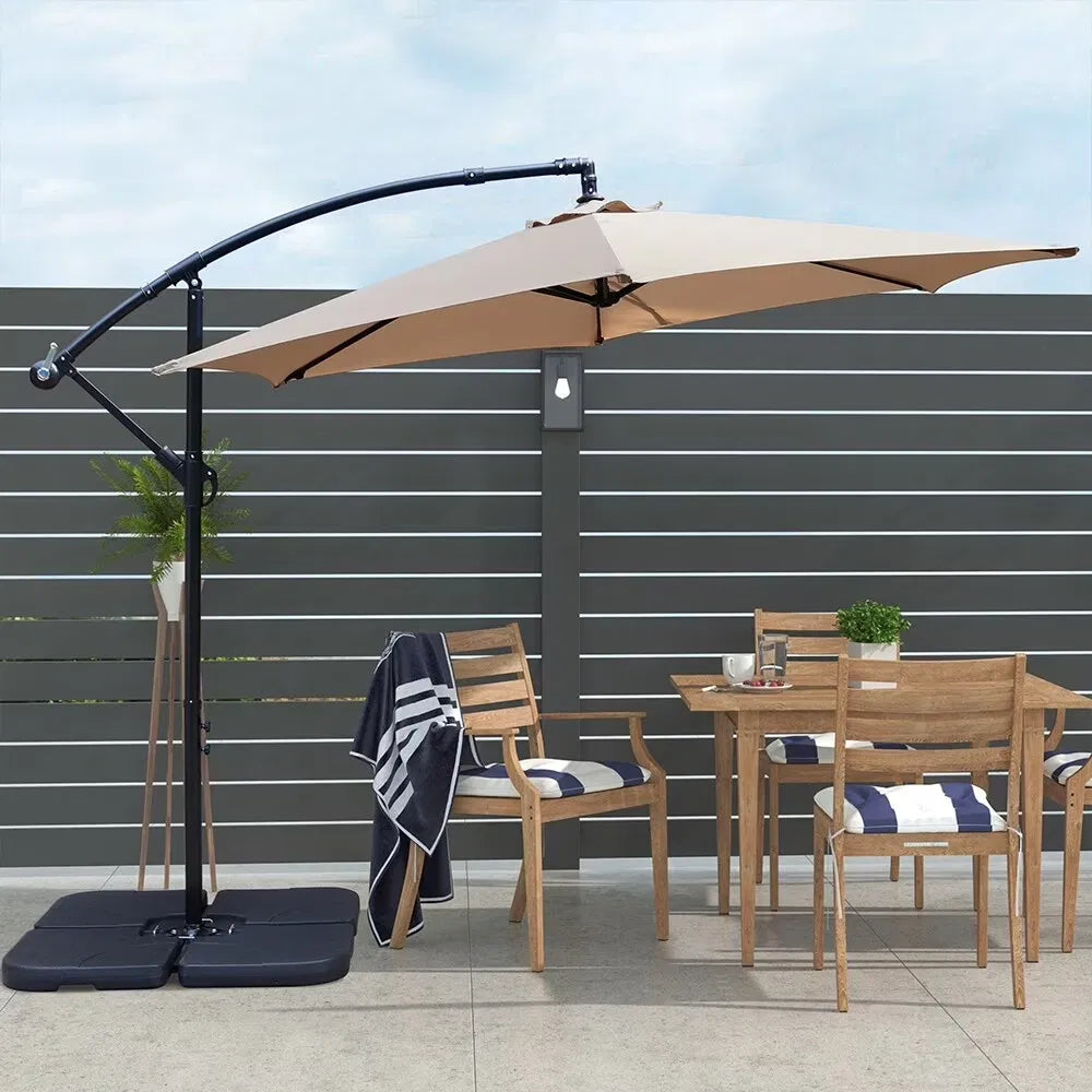 10ft Outdoor Hanging Offset Cantilever Umbrella With Crank - Tan