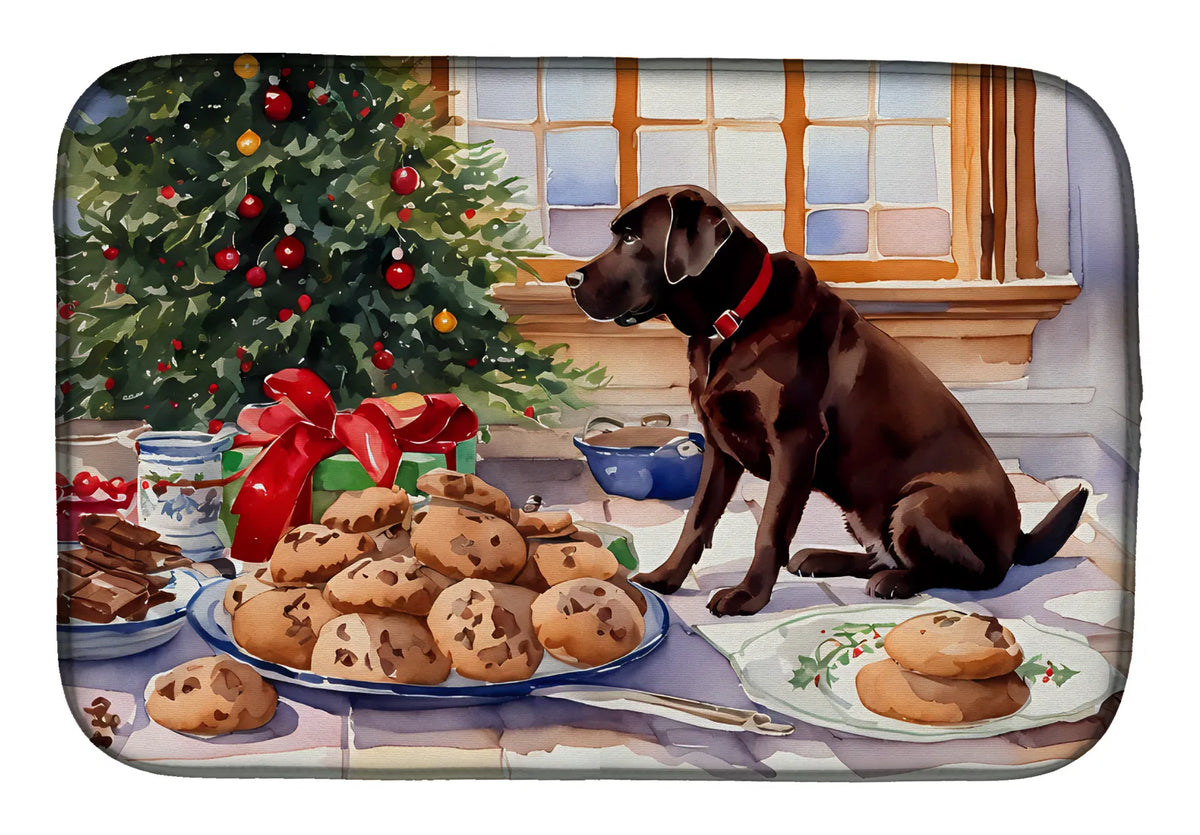 Labrador Retriever Christmas Cookies Dish Drying Mat Absorbent Dish