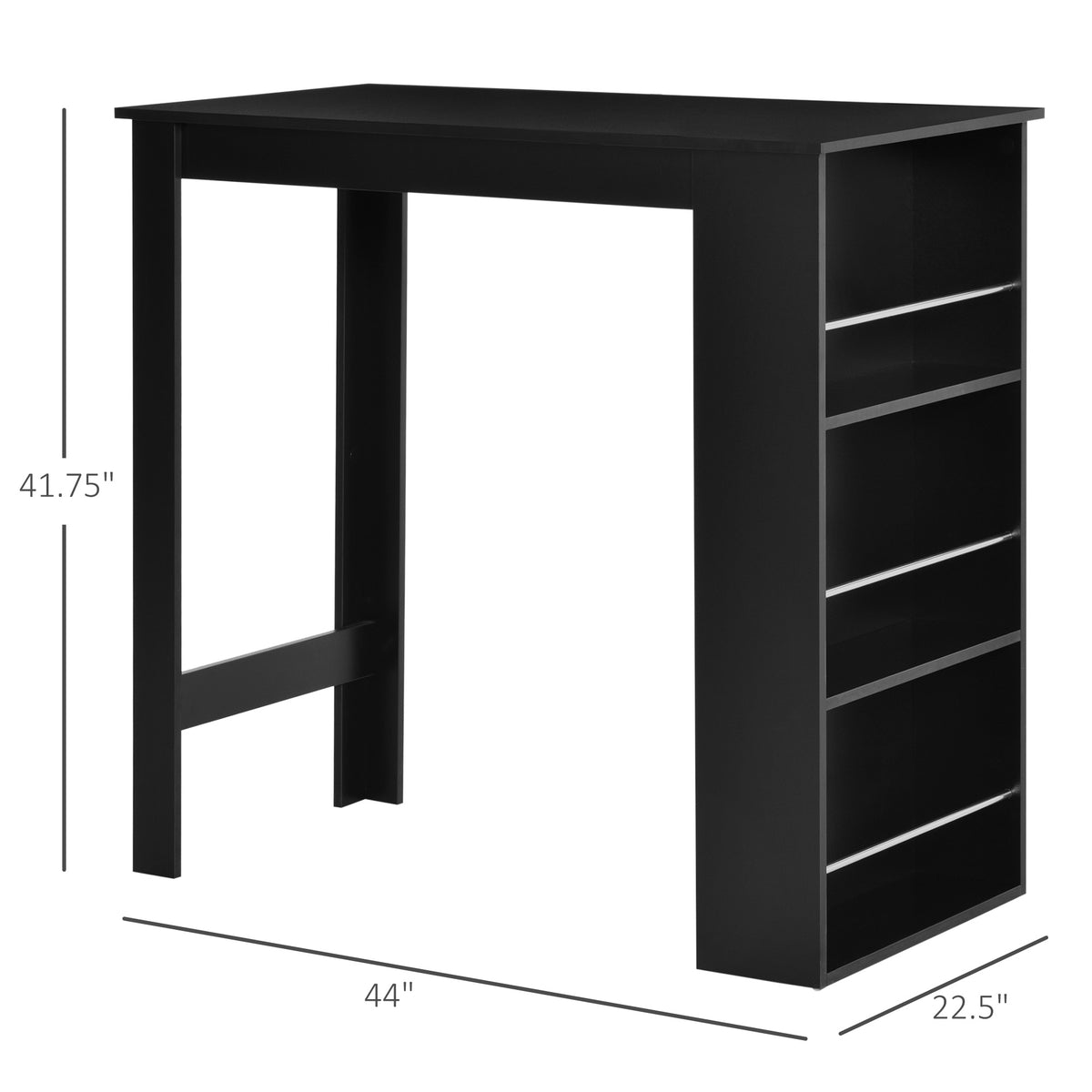 Modern Bar Table Counter Height Dining Table With 3 Storage Shelves
