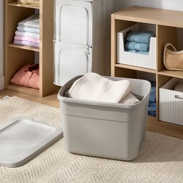 18gal Non-latching Storage Tote Gray