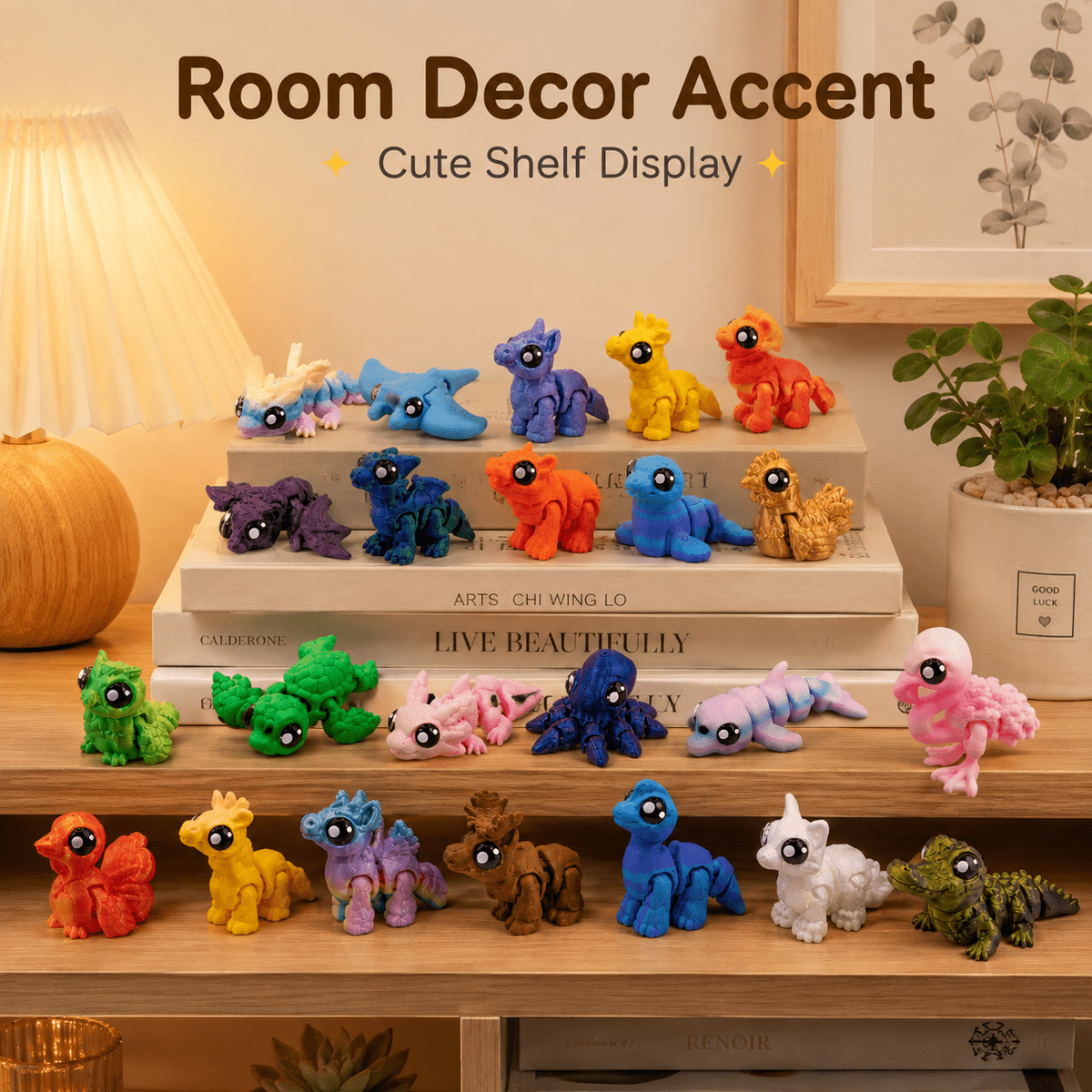 25PCS 3D Printed Mini Animal Figurines, Assorted Designs Colorful