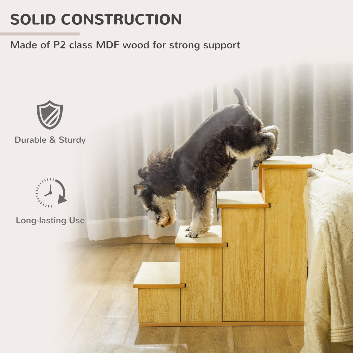 Pet Stairs, Small Pet Steps With Cushioned Removable Covering For Dogs