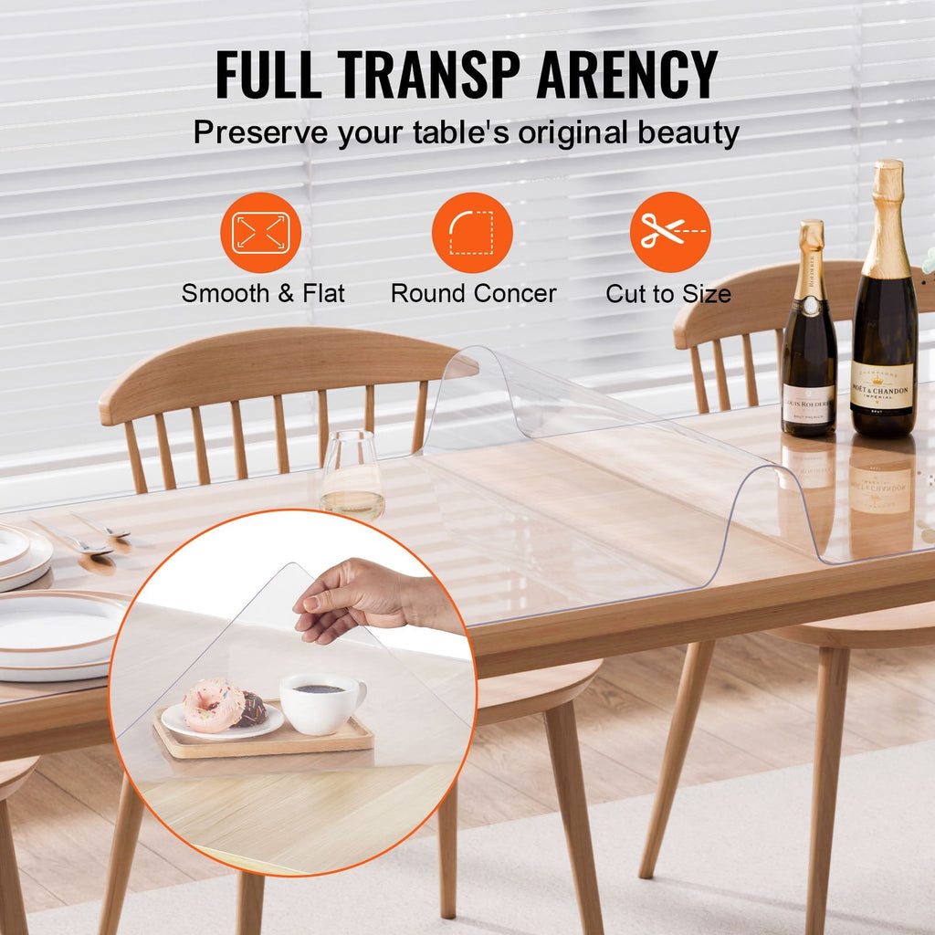 PVC Table Protector 16x32 Inch Clear Plastic Desk Protector 1.5mm Thick