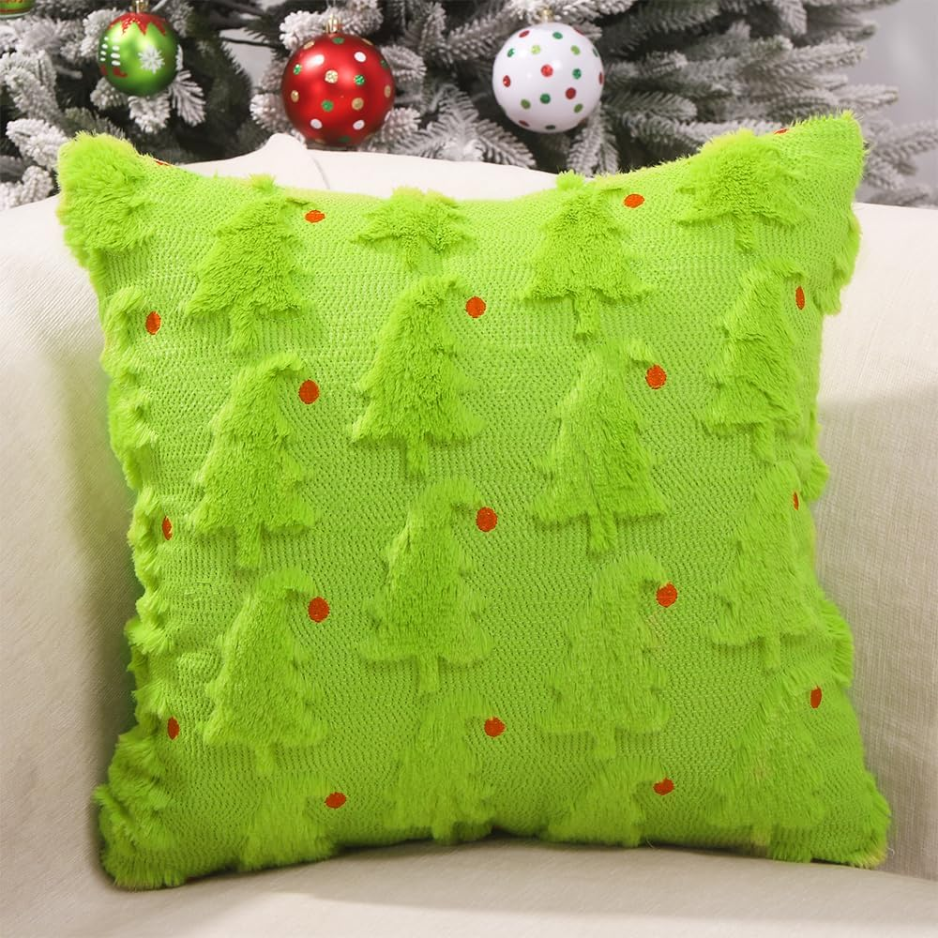 Christmas Pillow Covers Set Of 2,Xmas Tree Red Ball Winter