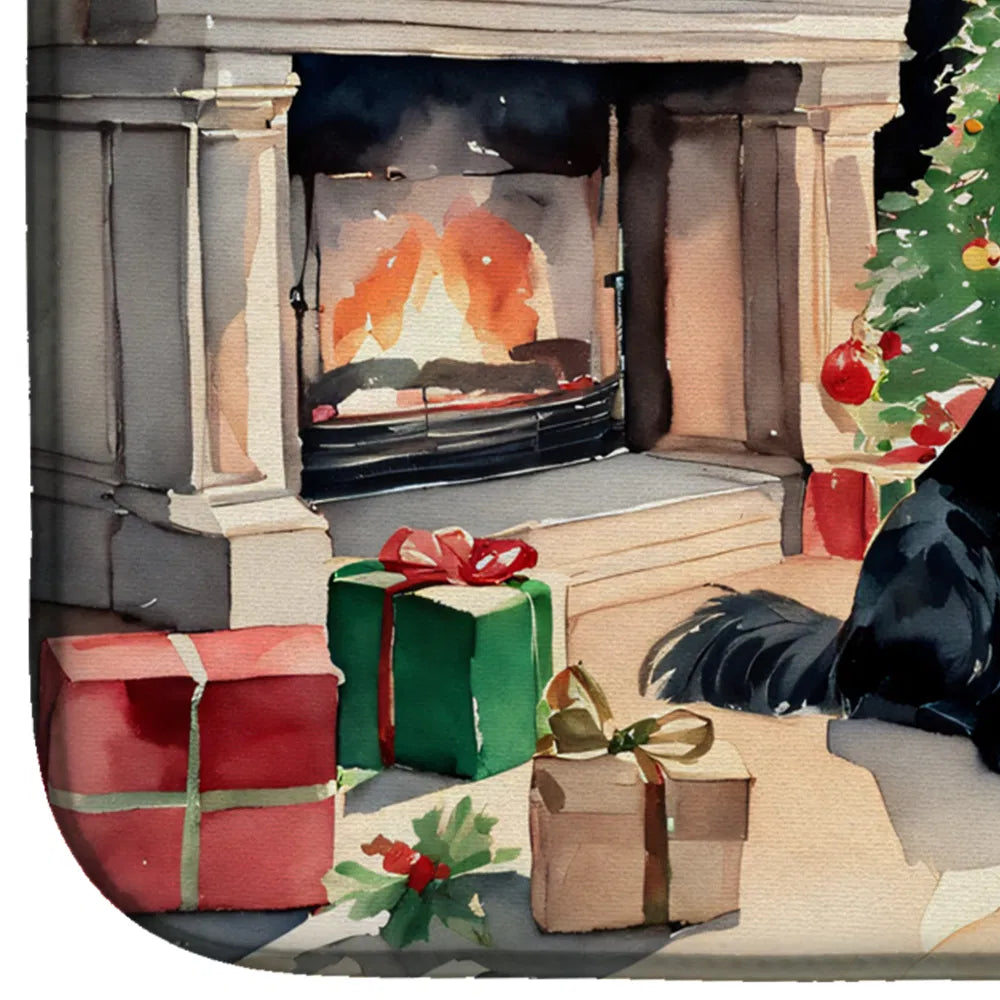 Flat-coated Retriever Cozy Christmas Dish Drying Mat Absorbent Dish