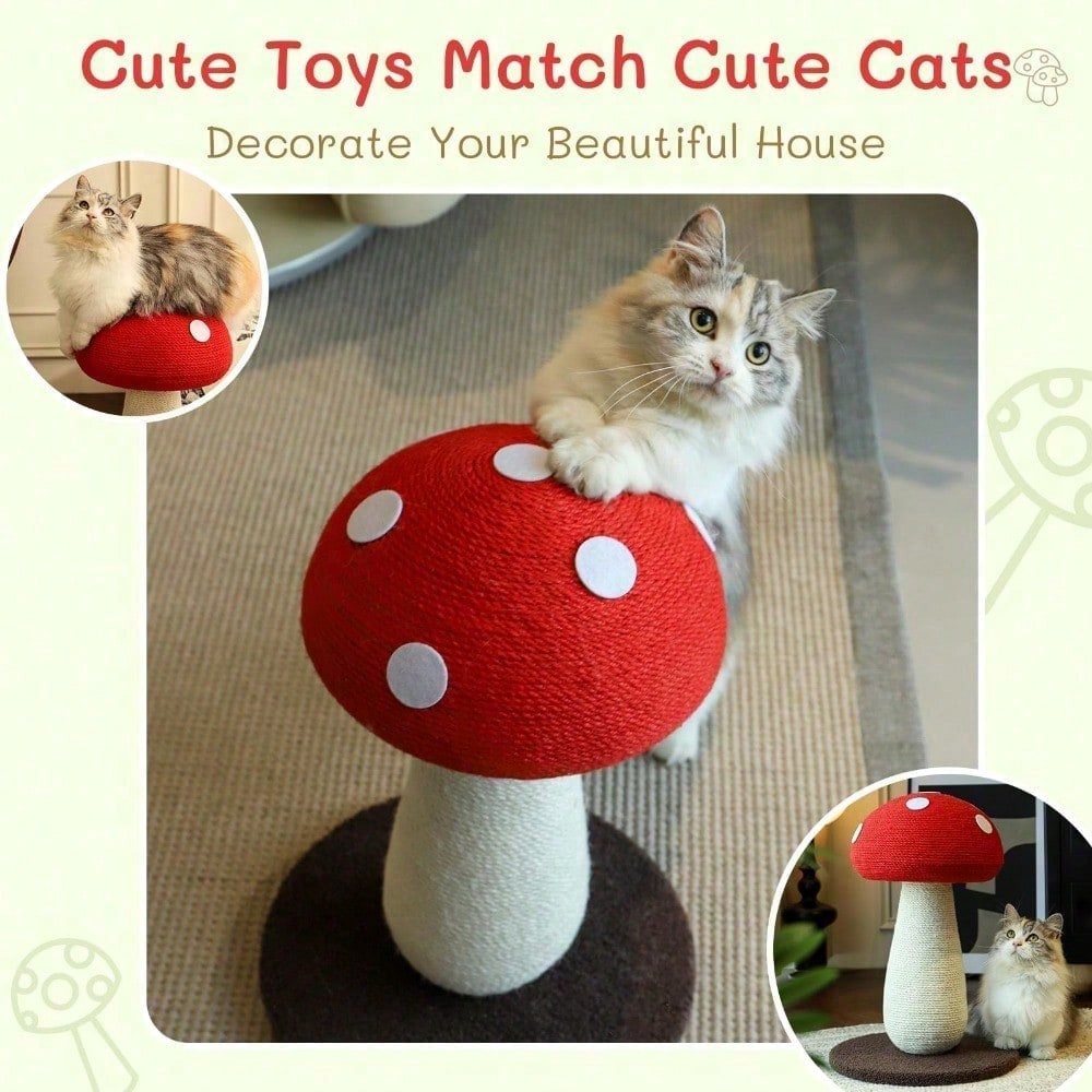 Mushroom Cat Scratching Post Unique Design, Sisal Wrapped, Ideal