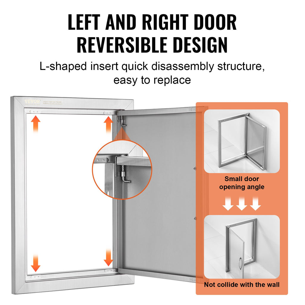 BBQ Access Door, 14W X 20H Inch Single Outdoor Kitchen Door, Stainless