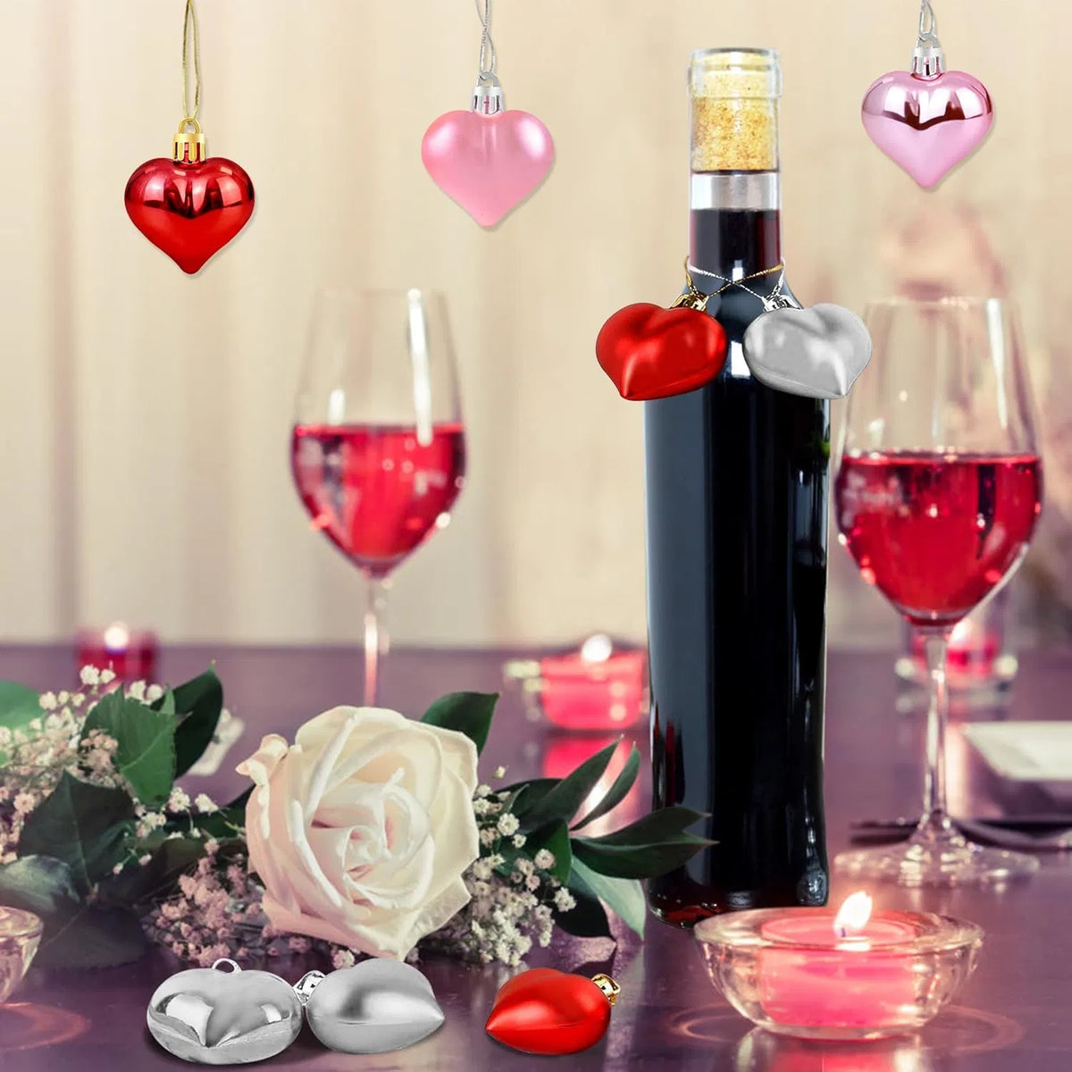 36Pcs Valentines Heart Shaped Ornaments - Valentines Heart Decorations