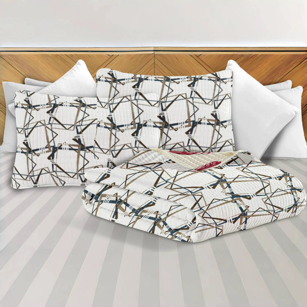 Quilted Bedspread & Curtain Set 9 Piece, Queen Size - Bedding Ensemble