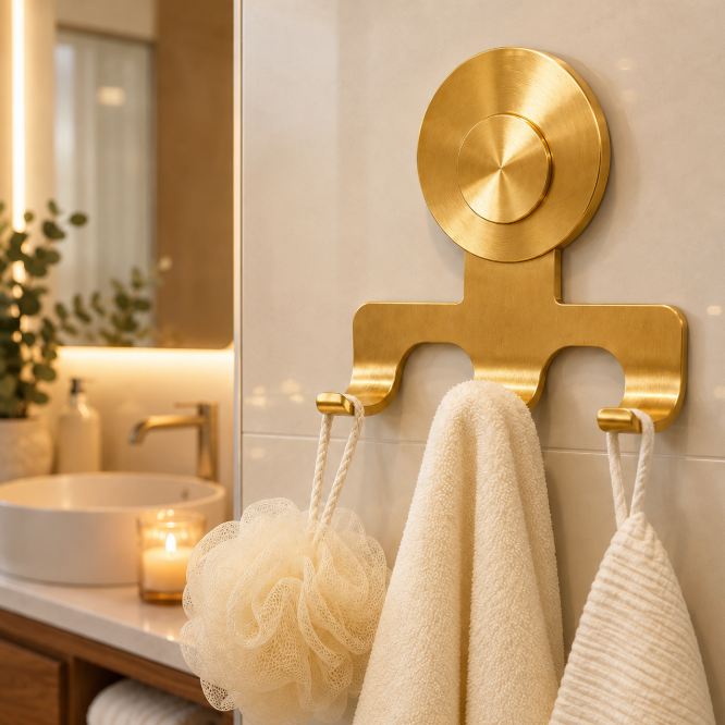 Suction Cup Razor Holder - Golden Finish, 2 Pack