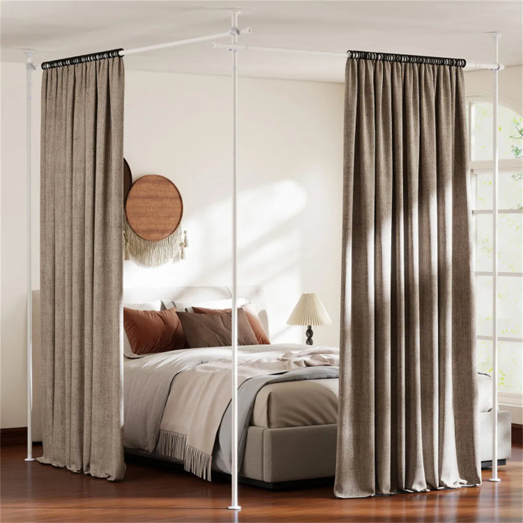 Drill-free L-shaped Room Divider Curtain Rod, Adjustable 28"-142"W X