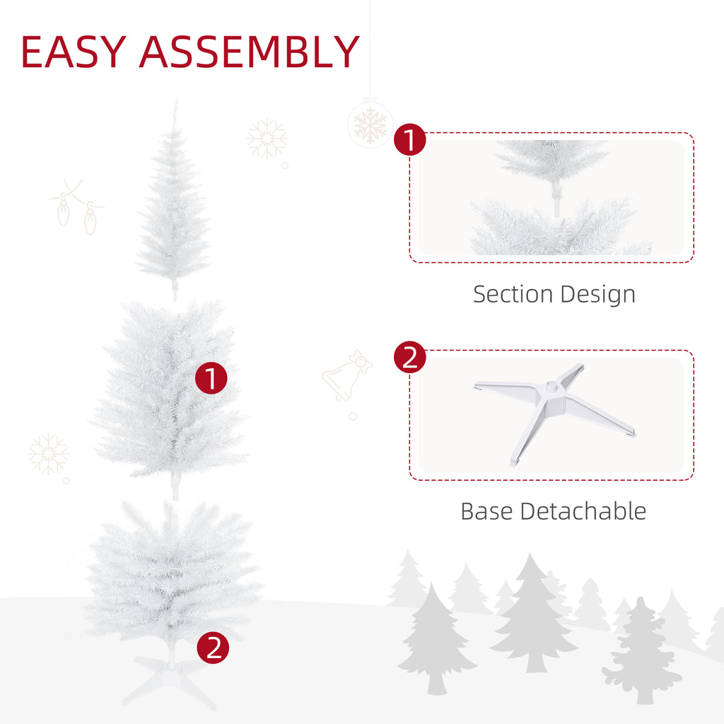 6ft White Christmas Tree, Slim Xmas Tree With Full Appearance, PVC 390