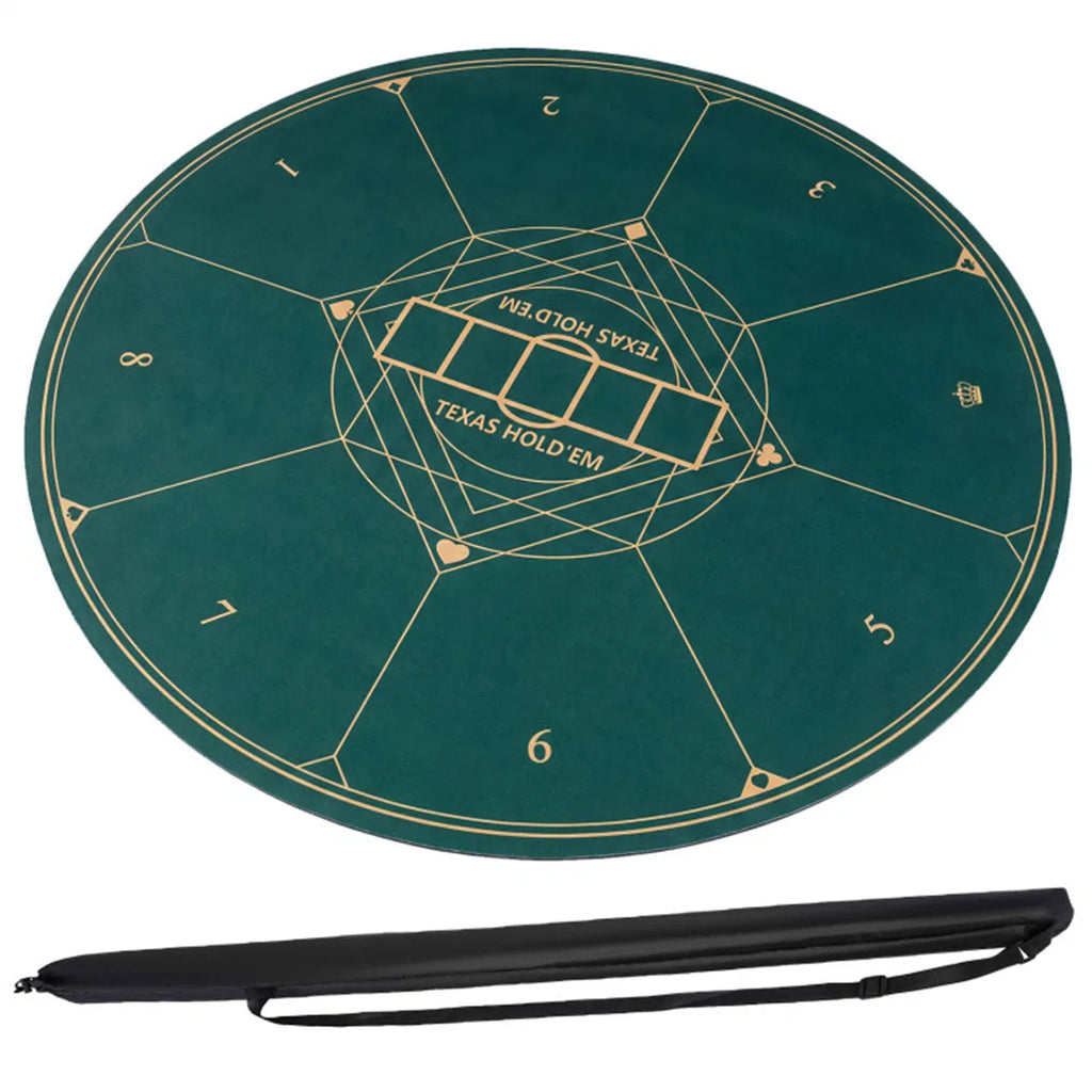 55" Round Foldable Poker Table Top Mat With Non-slip Rubber Base