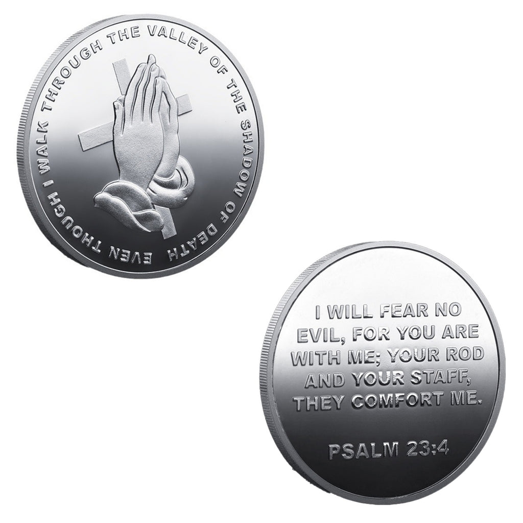 4PCS Bible Commemorative Coin Silver Plated Psalm Faith Religious