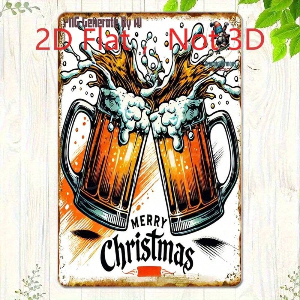 Vintage Merry Christmas Beer Toast Tin Sign 20x30cm, Sign 20x30cm