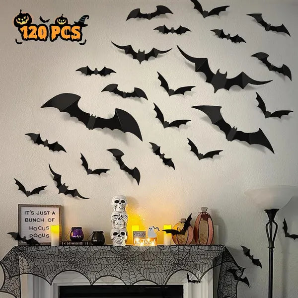 100pcs Bats Halloween Decorations: Halloween Bats Wall Décor Bat