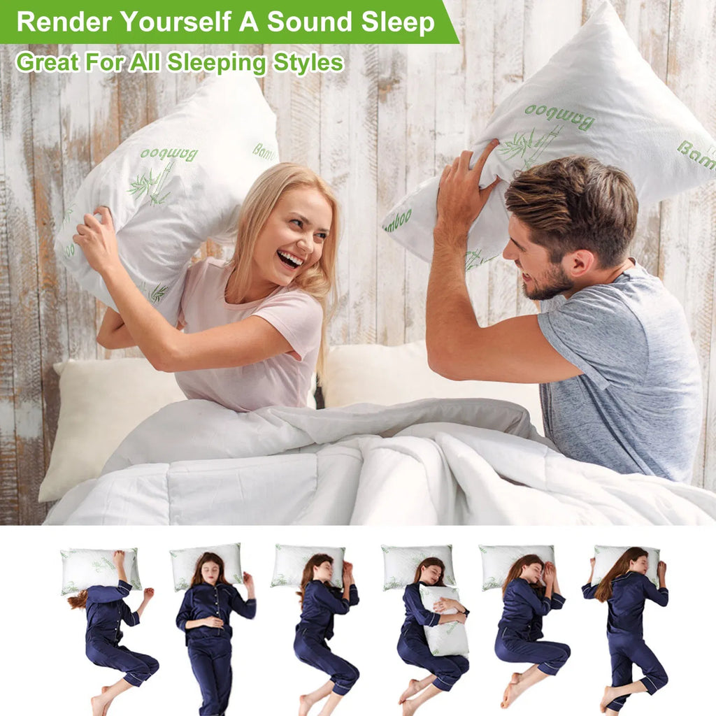 Bamboo Memory Foam Pillow Hypoallergenic Bed Pillow For Head Neck Rest