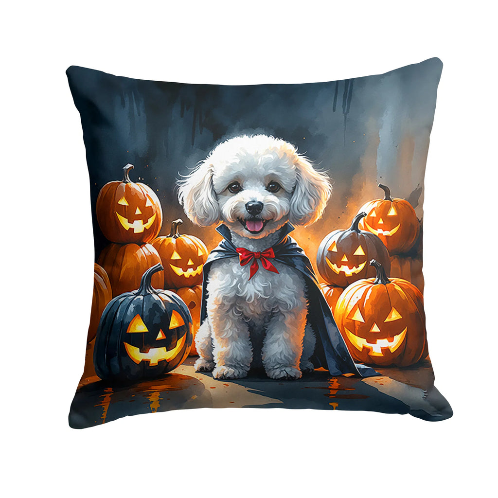 White Poodle Puppy Halloween Throw Pillow Machine Washable, Indoor