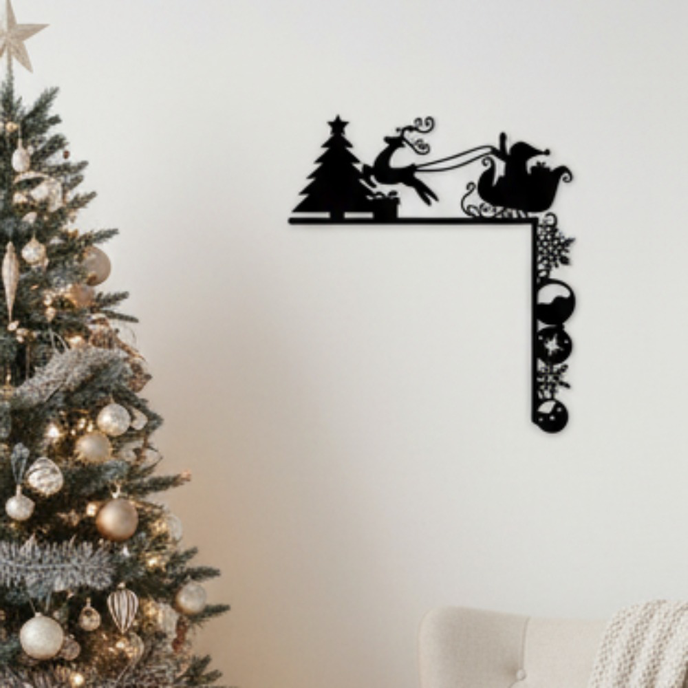 Helloyoung Metal Christmas Sleigh Wall Decor Sculpture, Sculpture, Door