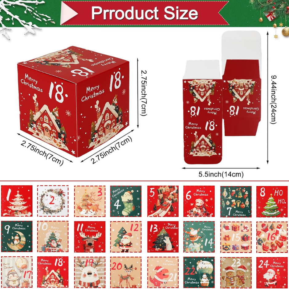 24Pcs Christmas Advent Calendar Boxes, DIY Countdown Gift Set
