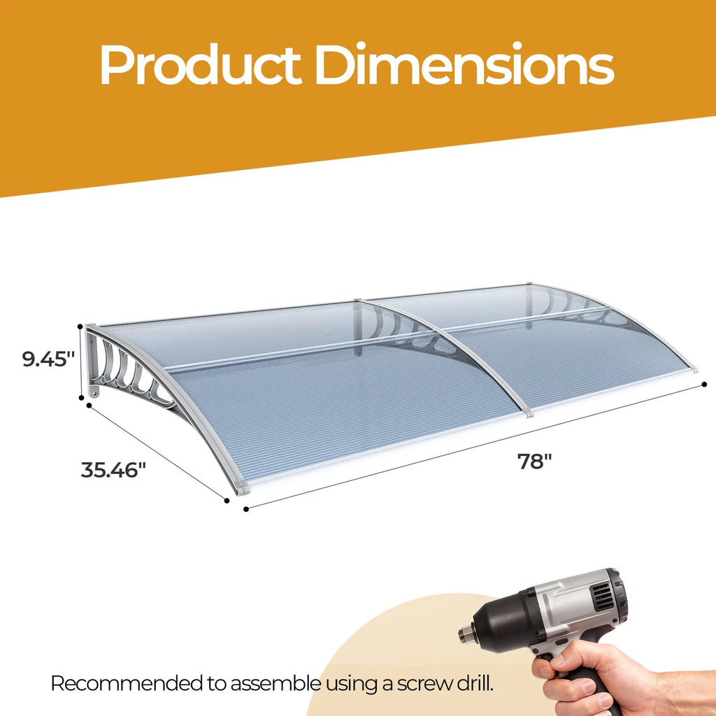 Awning For Door Entrance Window, 38x40 Inch Window Canopy Exterior, UV