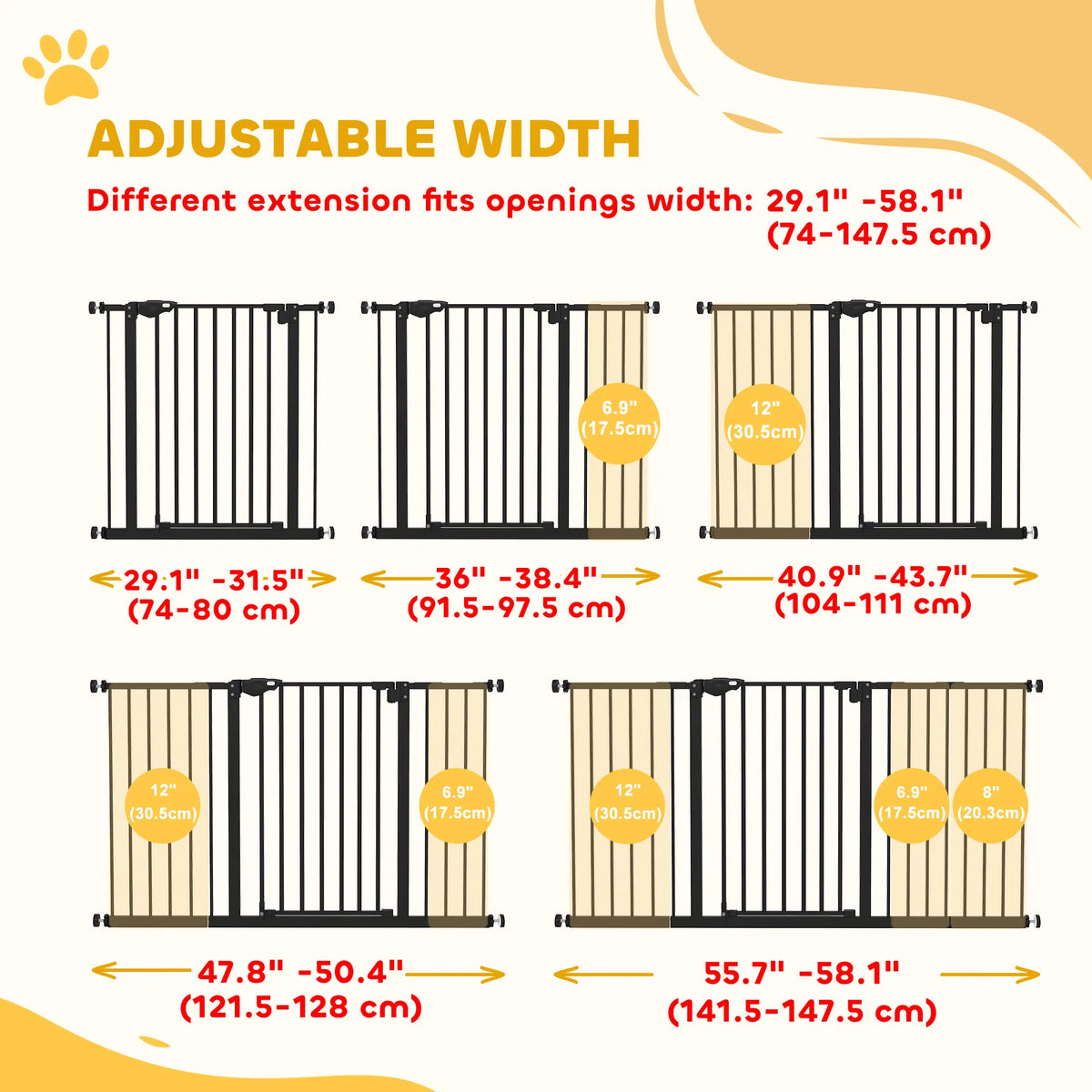 Pet Gate With Door Dog Gate And Barrier Indoor For Stairs Includes 7"