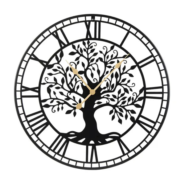 Black Tree Of Life Decorative Wall Clock, 27' Non-ticking Quartz