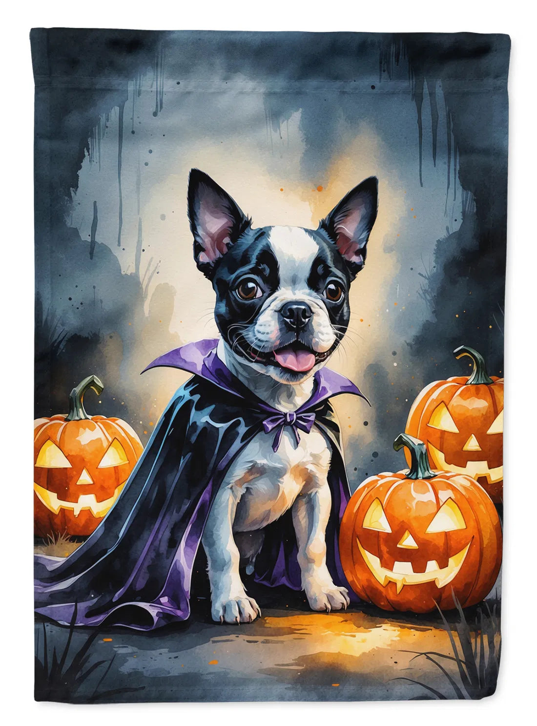 Boston Terrier Puppy Halloween House Flag Large Porch Sleeve Pole