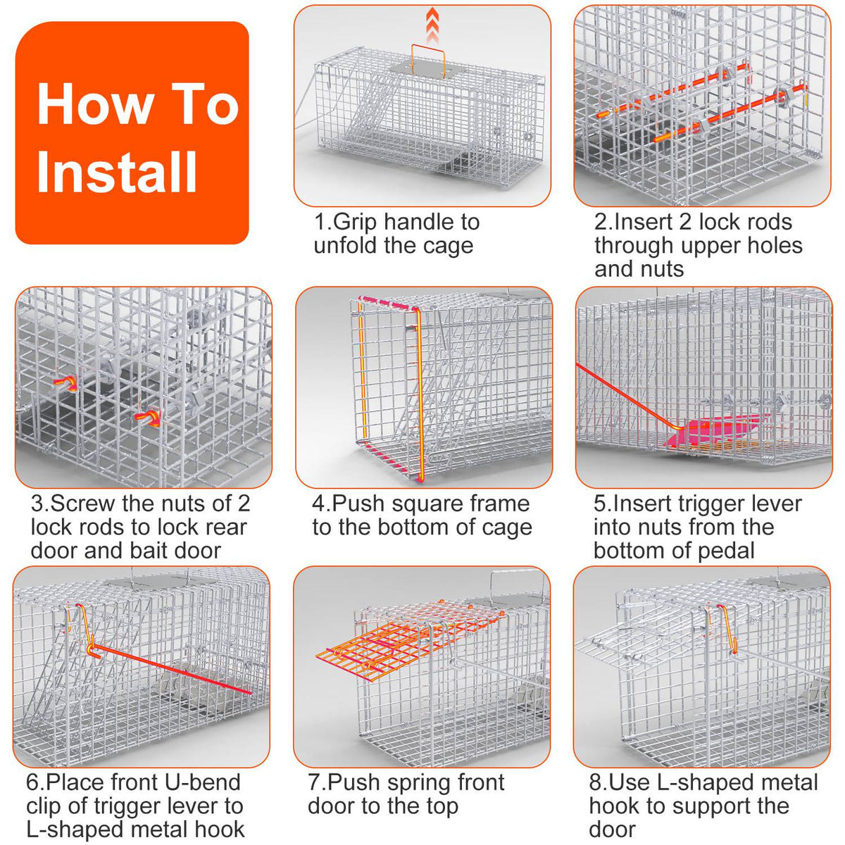 1Pc 25.59Inch Live Humane Animal Trap For Spring Summer Cage Heavy Duty